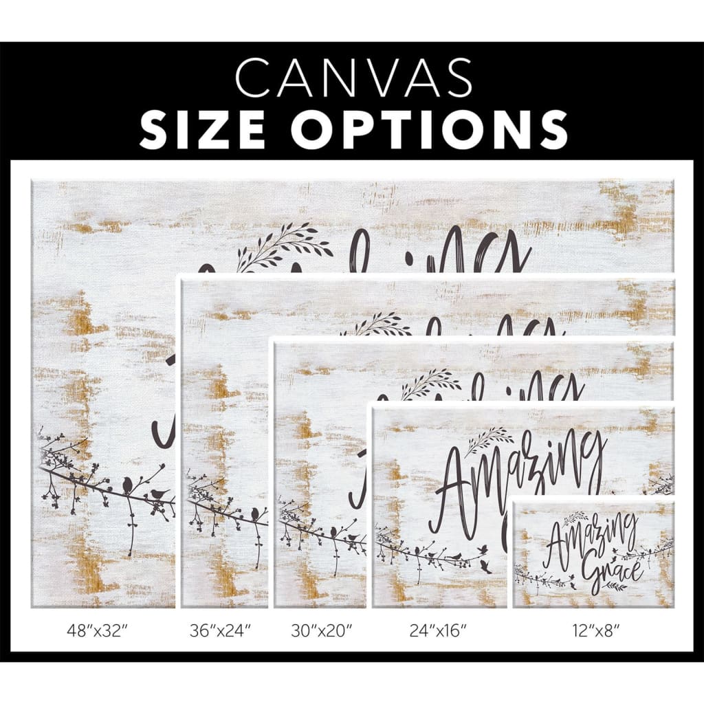 Amazing Grace, Rustic, Christian Wall Art Canvas