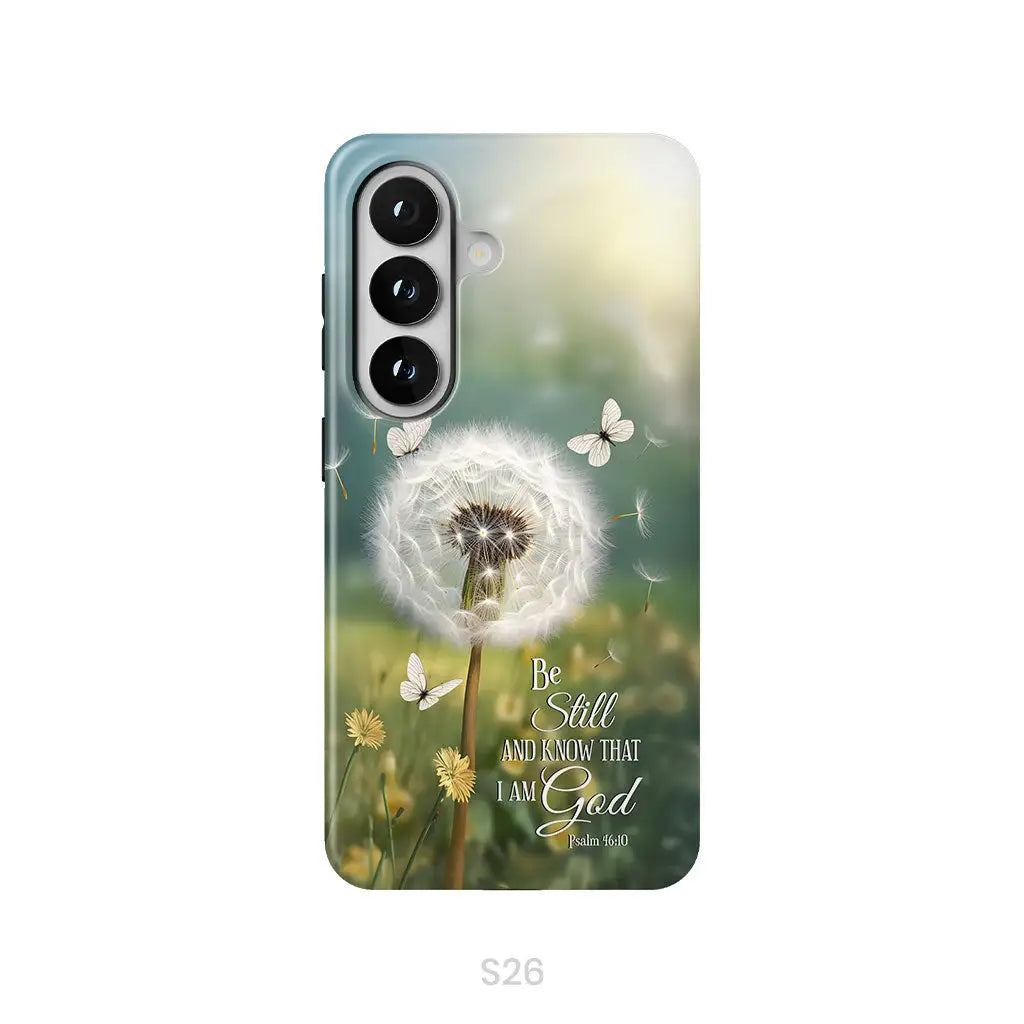 Be Still and Know, Dandelion with Butterflies – Psalm 46:10 Christian Phone Case