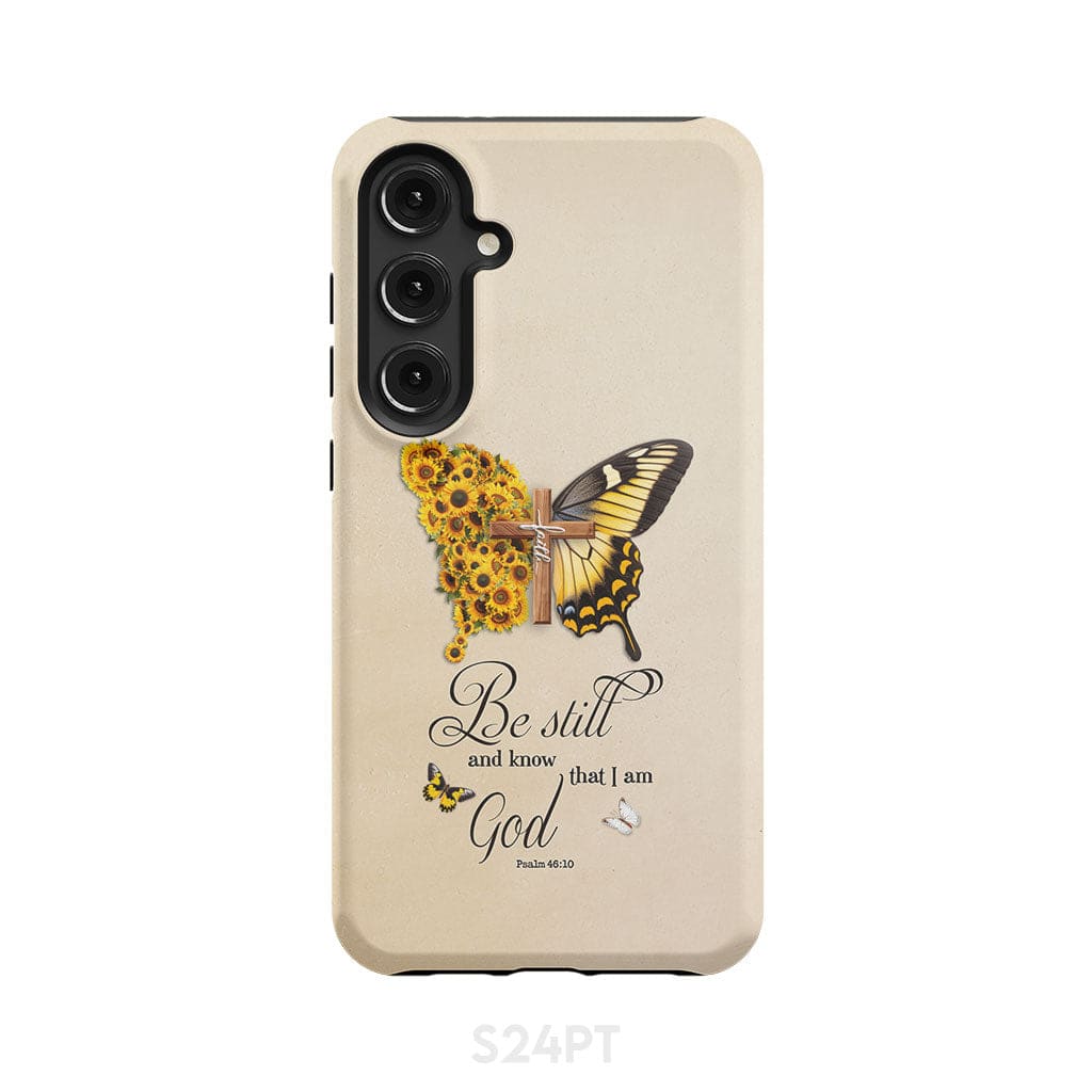 Be Still and Know Psalm 46:10, Faith Cross, Butterfly, Phone Case