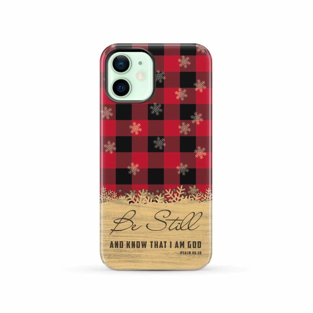 Be still and know that I am God, red black buffalo plaid, Christmas phone case