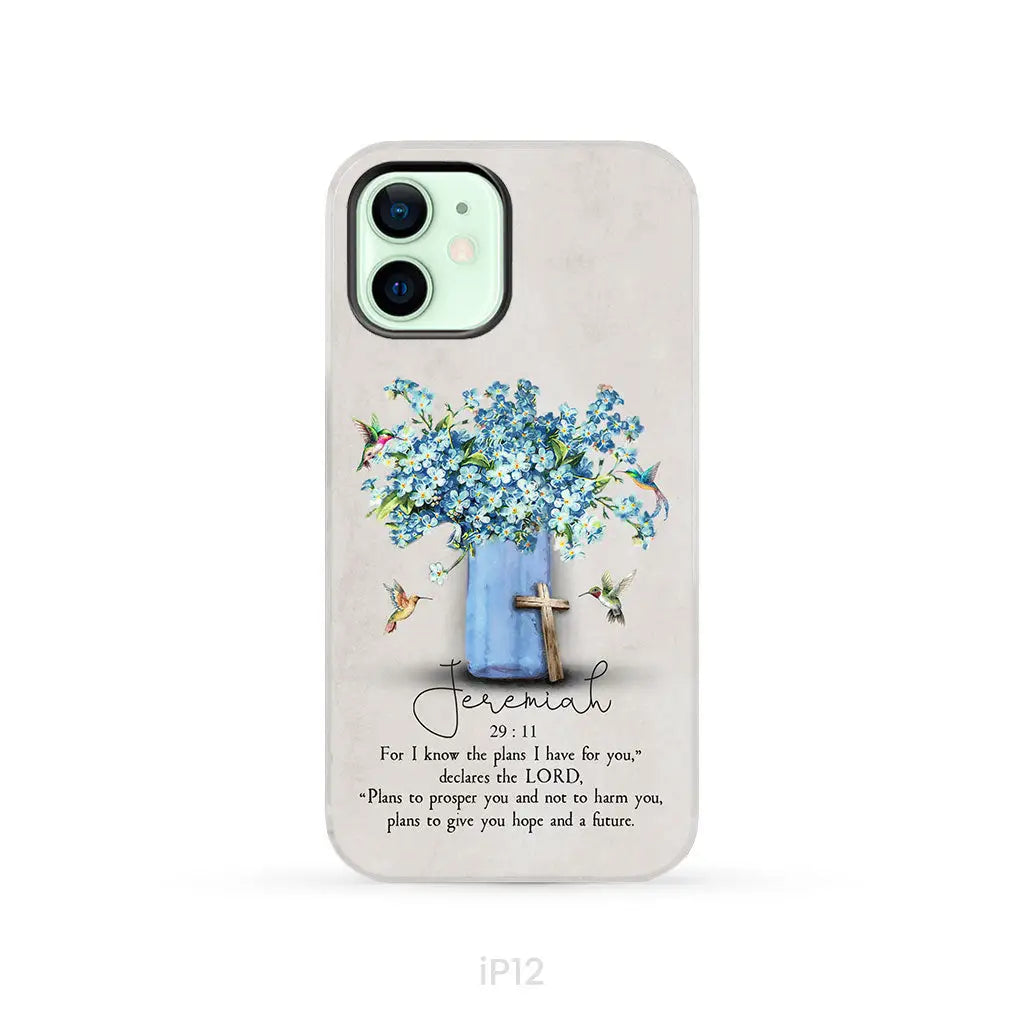 Bible Verse Phone Cases: Jeremiah 29:11 NIV, Hummingbird Flowers, Phone Case