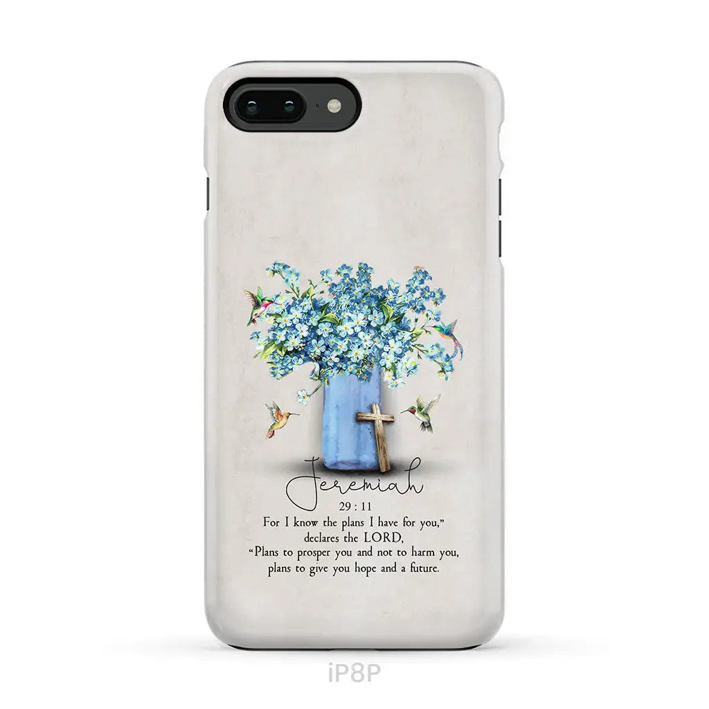 Bible Verse Phone Cases: Jeremiah 29:11 NIV, Hummingbird Flowers, Phone Case