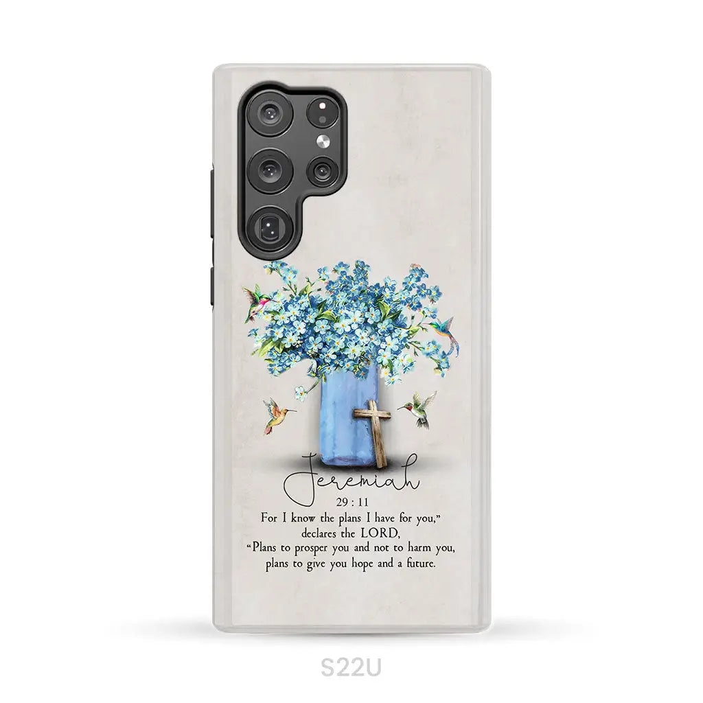 Bible Verse Phone Cases: Jeremiah 29:11 NIV, Hummingbird Flowers, Phone Case
