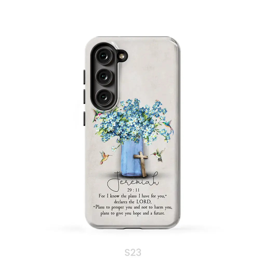 Bible Verse Phone Cases: Jeremiah 29:11 NIV, Hummingbird Flowers, Phone Case