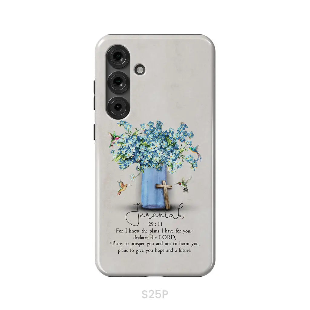Bible Verse Phone Cases: Jeremiah 29:11 NIV, Hummingbird Flowers, Phone Case