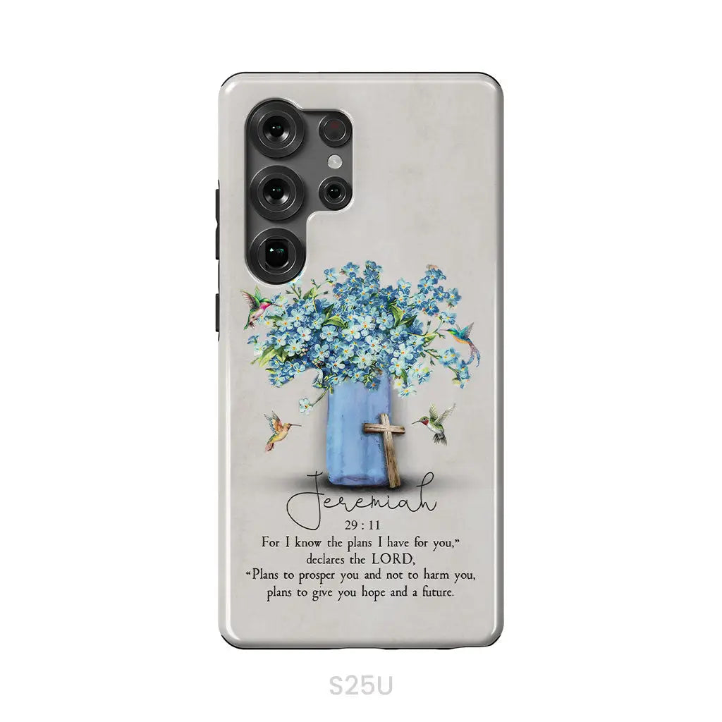 Bible Verse Phone Cases: Jeremiah 29:11 NIV, Hummingbird Flowers, Phone Case