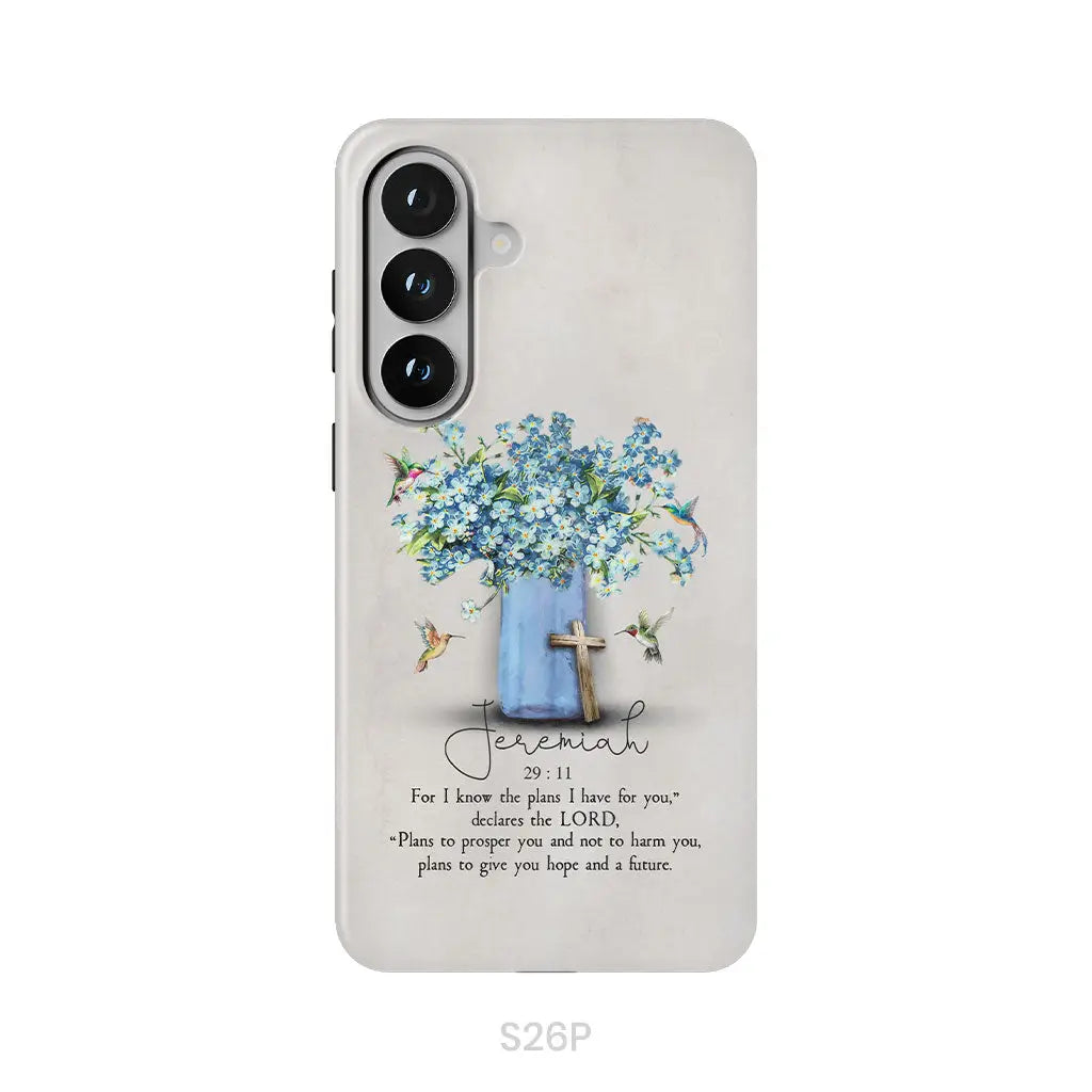 Bible Verse Phone Cases: Jeremiah 29:11 NIV, Hummingbird Flowers, Phone Case