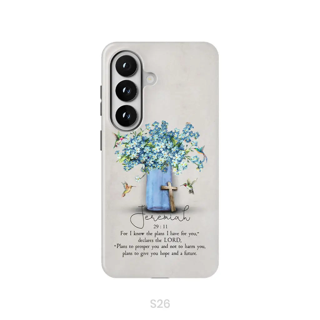 Bible Verse Phone Cases: Jeremiah 29:11 NIV, Hummingbird Flowers, Phone Case