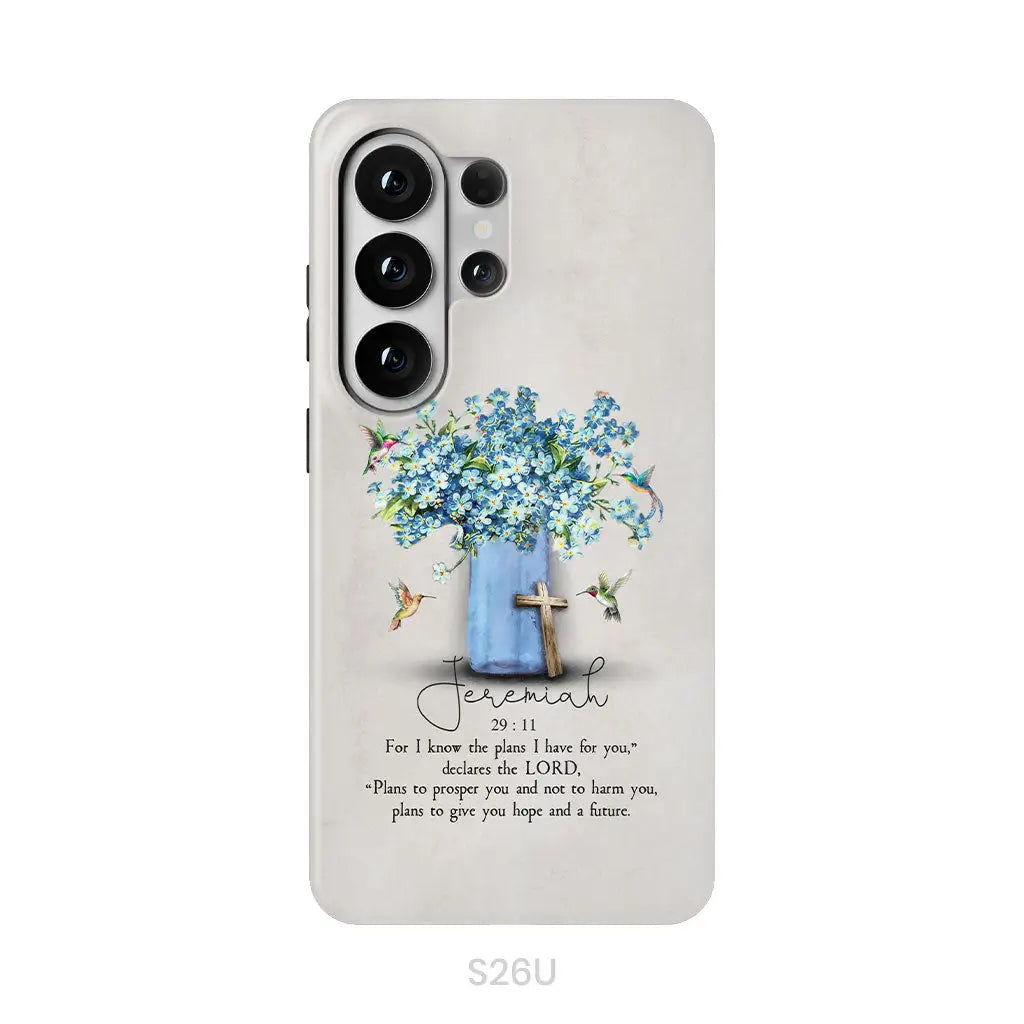 Bible Verse Phone Cases: Jeremiah 29:11 NIV, Hummingbird Flowers, Phone Case