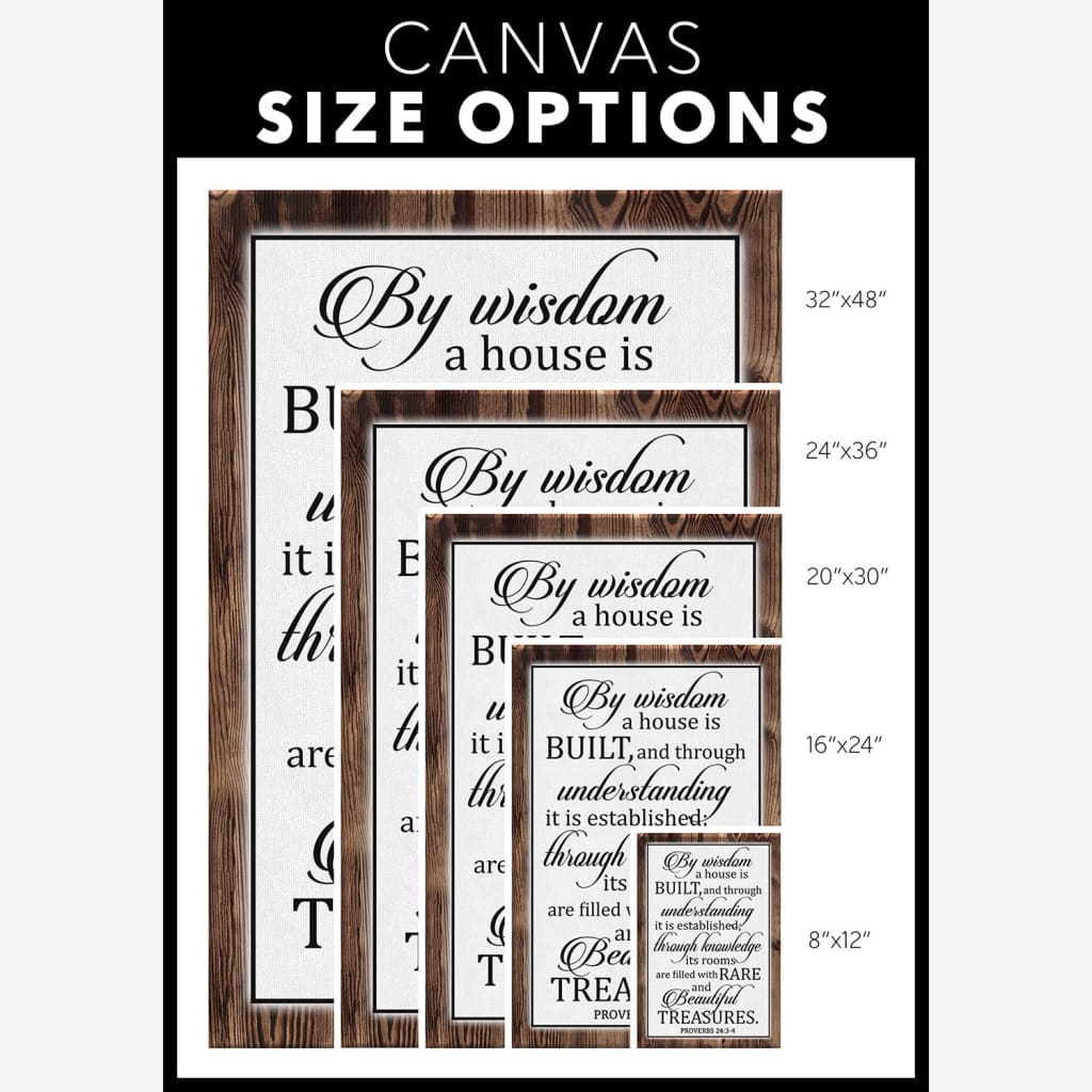 By Wisdom A House Is Built Wall Art, Proverbs 24:3-4 Bible Verse Wall Art