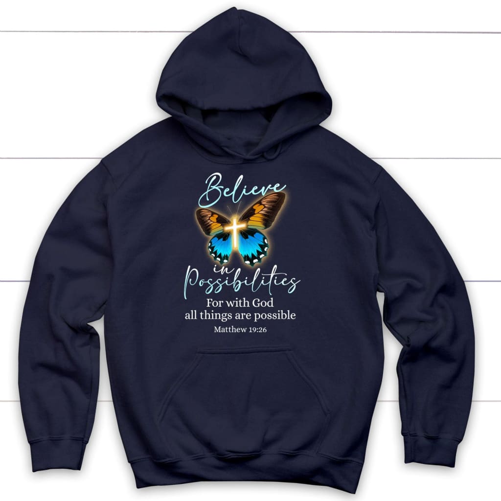With God All Things Are Possible, Cross, Butterfly, Hoodie