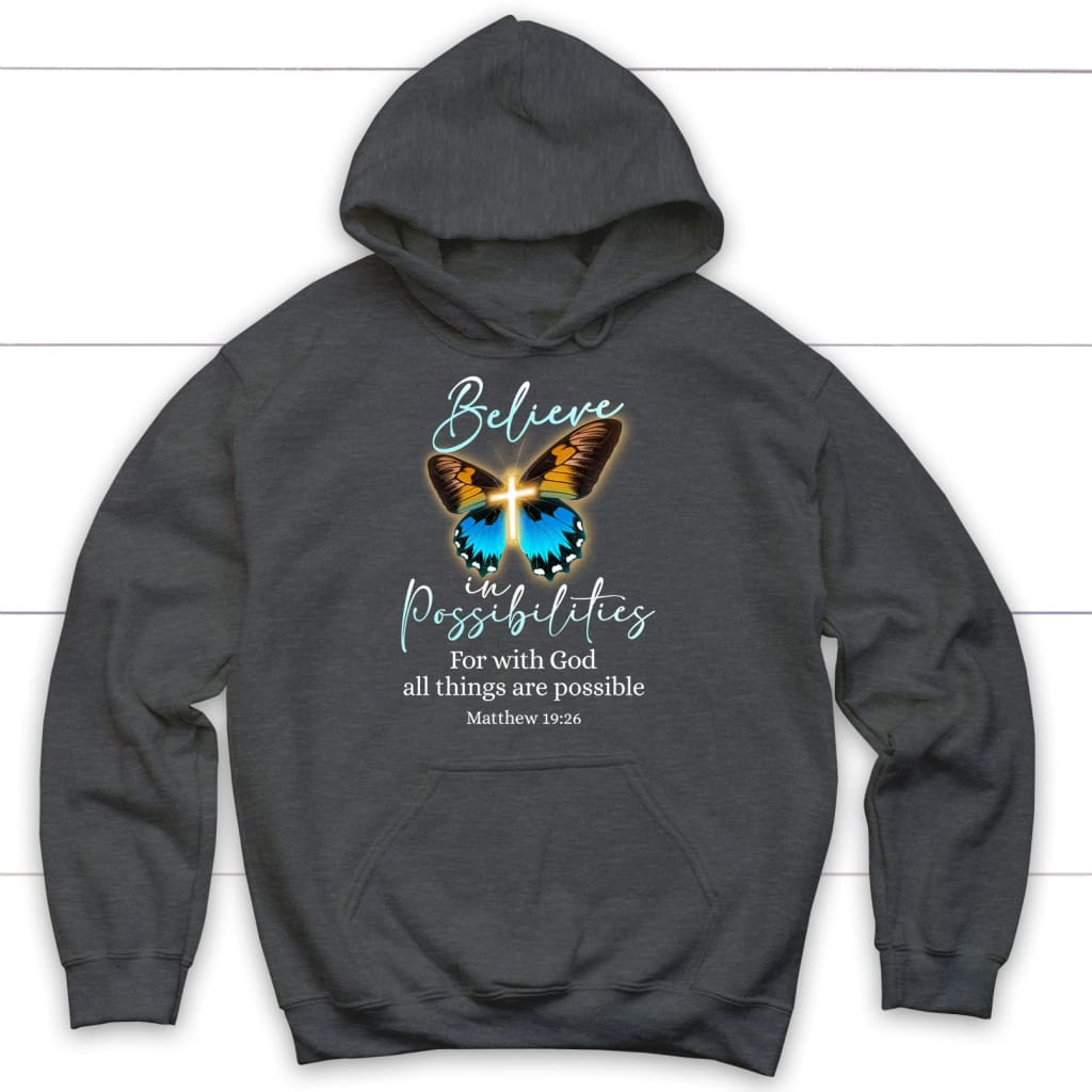 With God All Things Are Possible, Cross, Butterfly, Hoodie