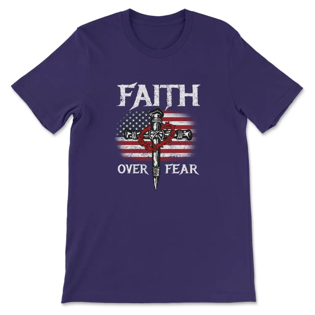 Christian Patriotic, Faith Over Fear American Flag T-shirt