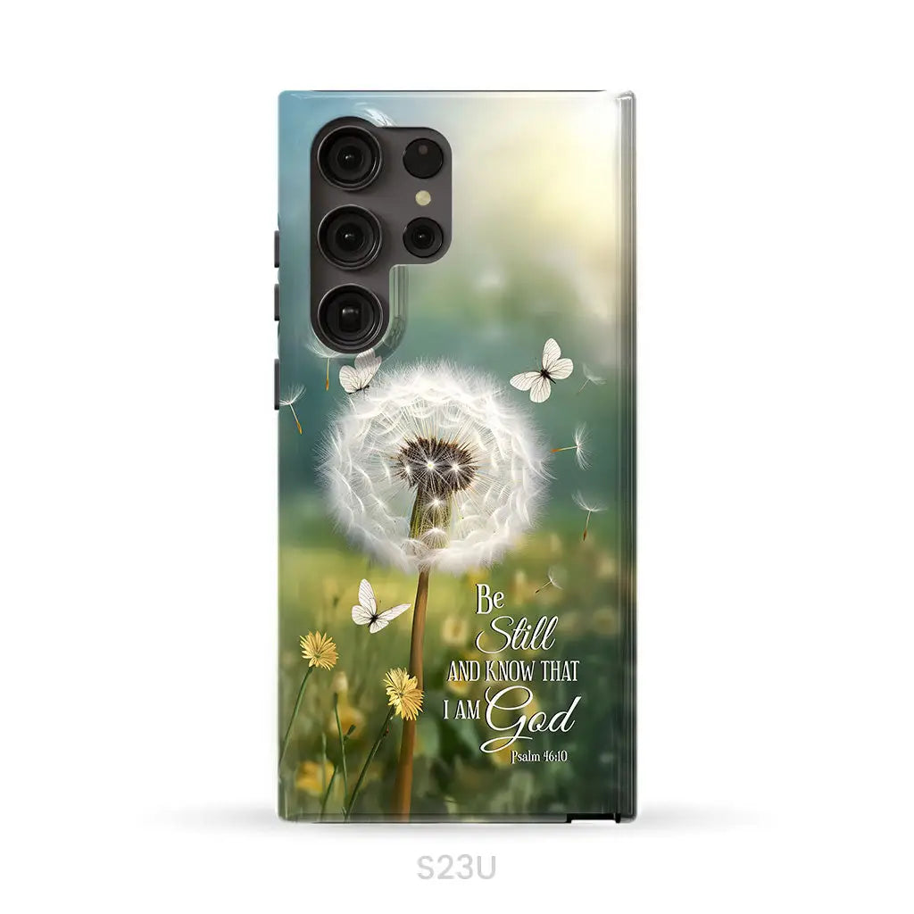 Be Still and Know, Dandelion with Butterflies – Psalm 46:10 Christian Phone Case