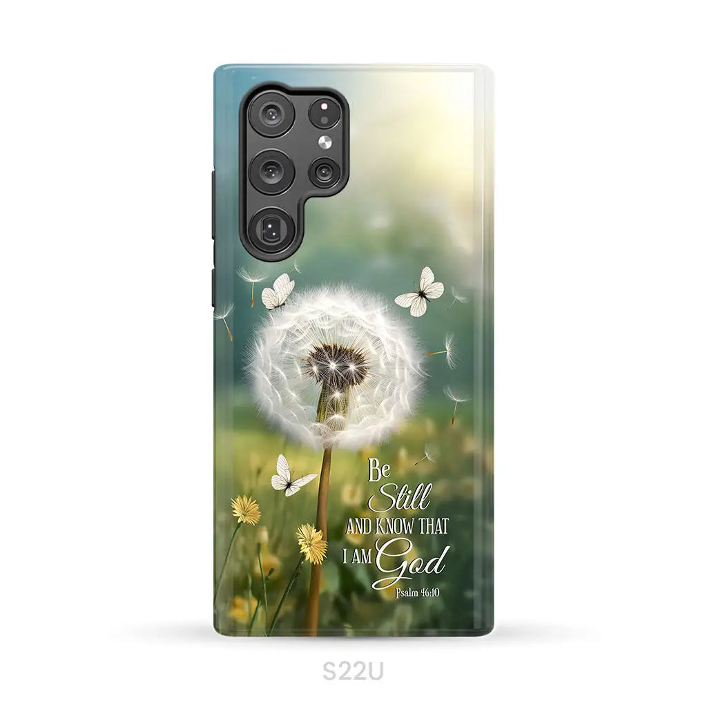 Be Still and Know, Dandelion with Butterflies – Psalm 46:10 Christian Phone Case