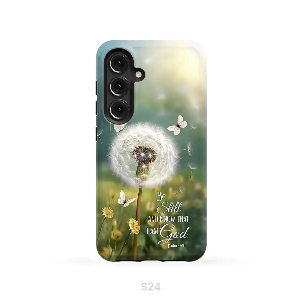 Be Still and Know, Dandelion with Butterflies – Psalm 46:10 Christian Phone Case