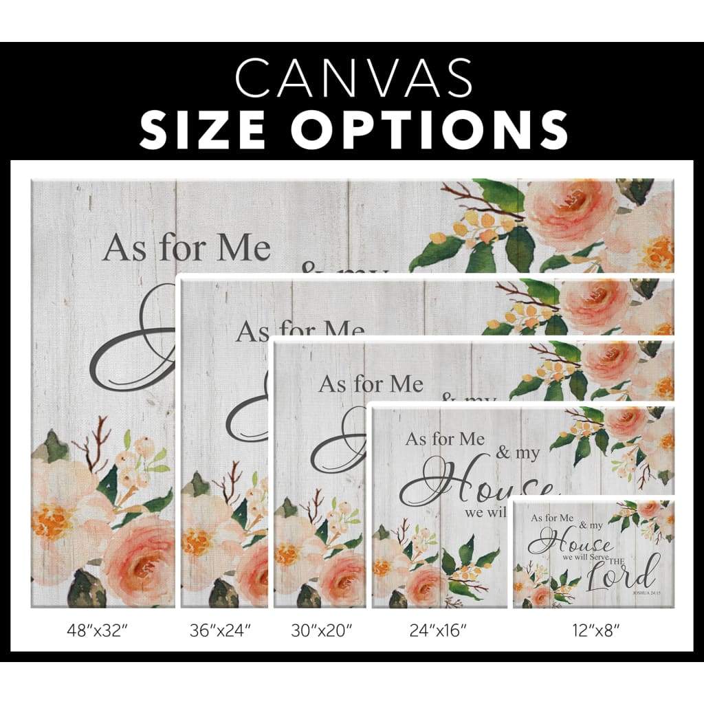 Floral, Joshua 24:15 As For Me And My House, Bible Verse, Wall Art Canvas
