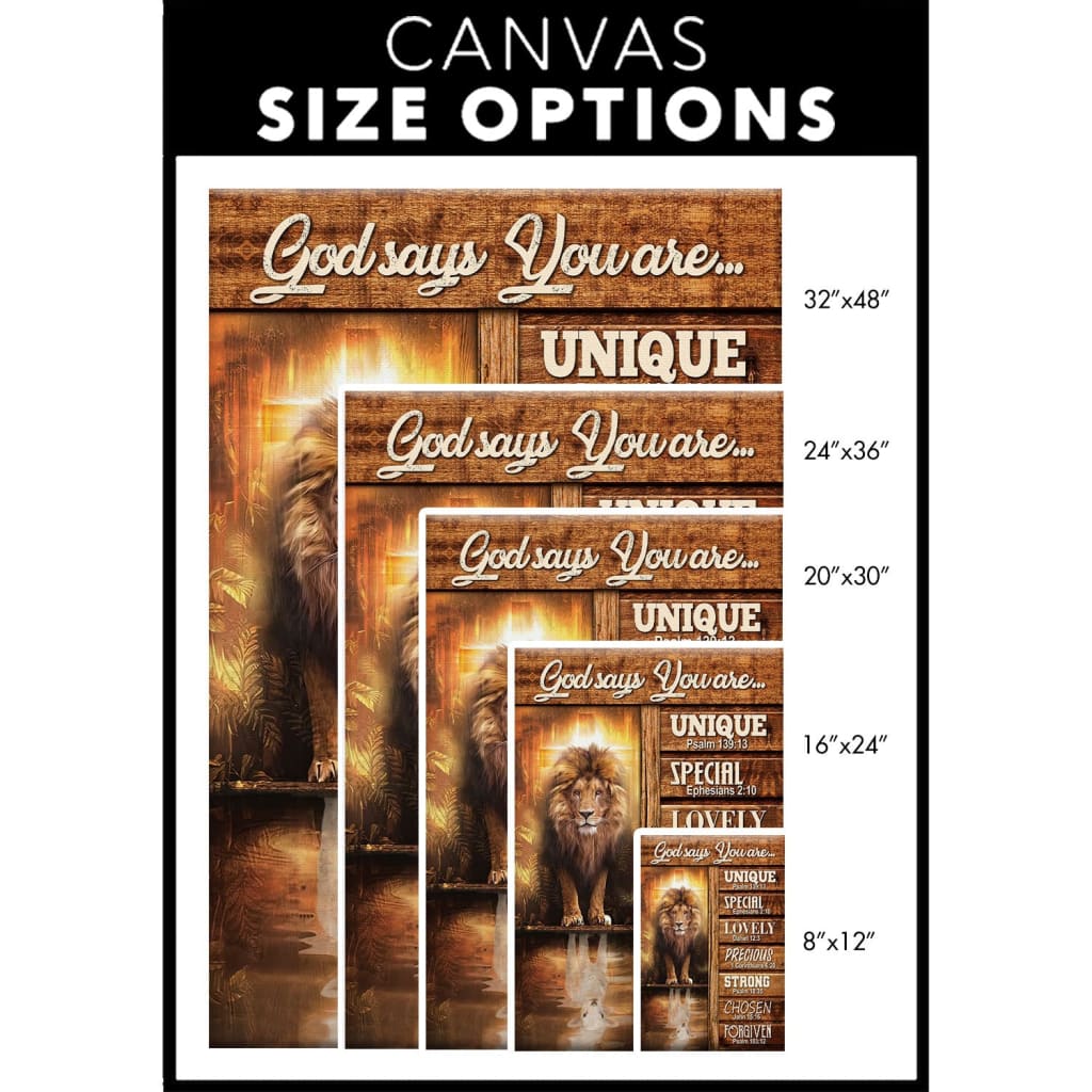 God Says You Are Bible Verse Canvas Print - Lion And Lamb Picture