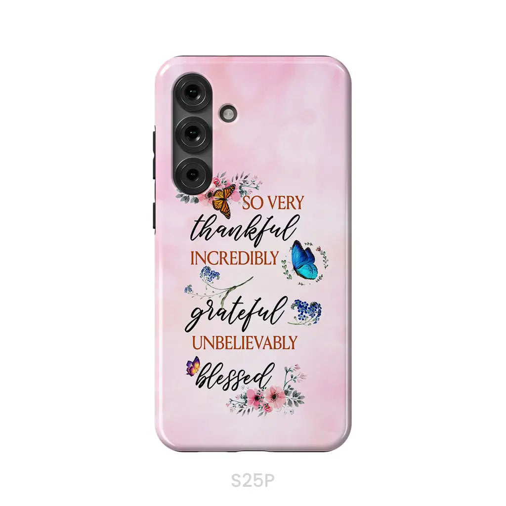 Grateful thankful blessed phone case, Butterfly floral Christian phone cases
