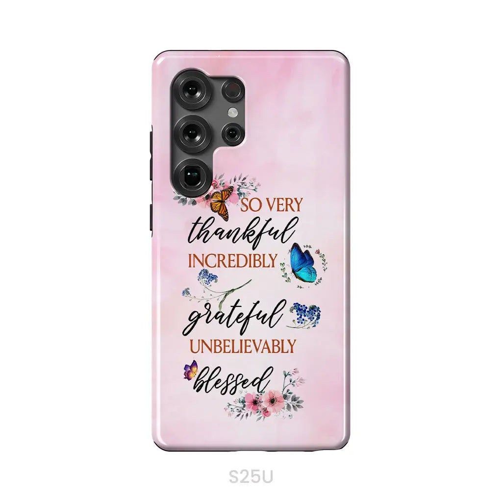 Grateful thankful blessed phone case, Butterfly floral Christian phone cases