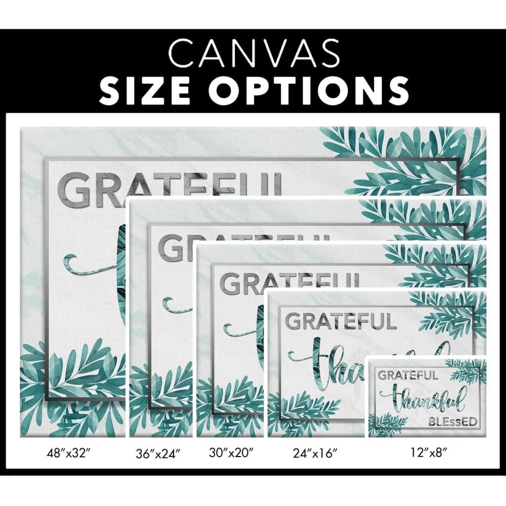 Grateful Thankful Blessed Wall Art Canvas Print, Christian Wall Decor