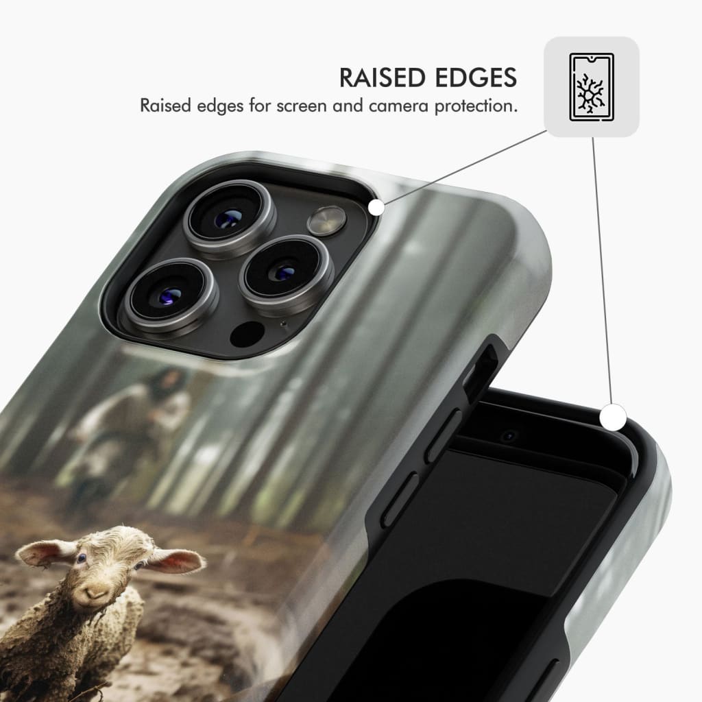 Jesus With The Sheep, Jesus Running After Lamb, Phone Case