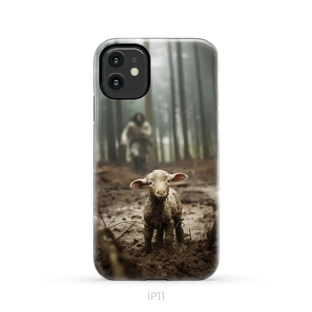 Jesus With The Sheep, Jesus Running After Lamb, Phone Case