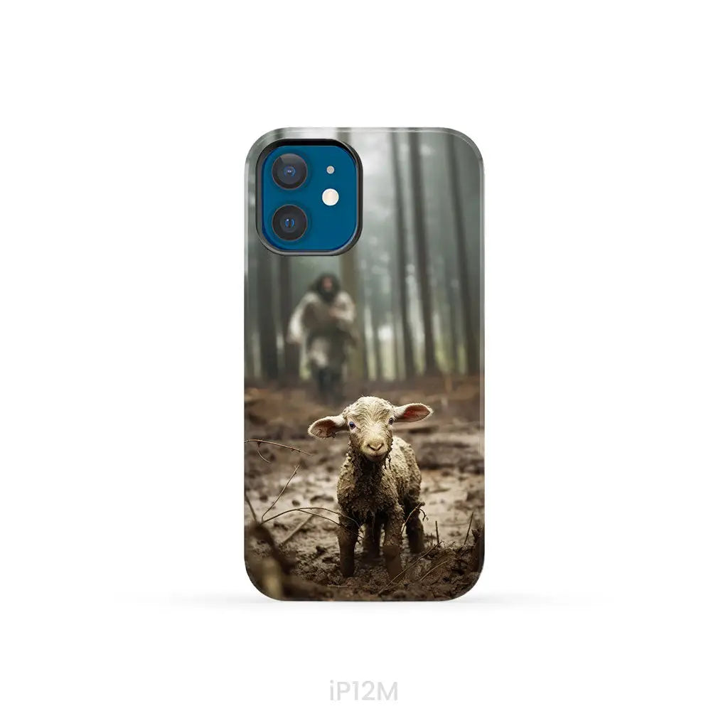 Jesus With The Sheep, Jesus Running After Lamb, Phone Case