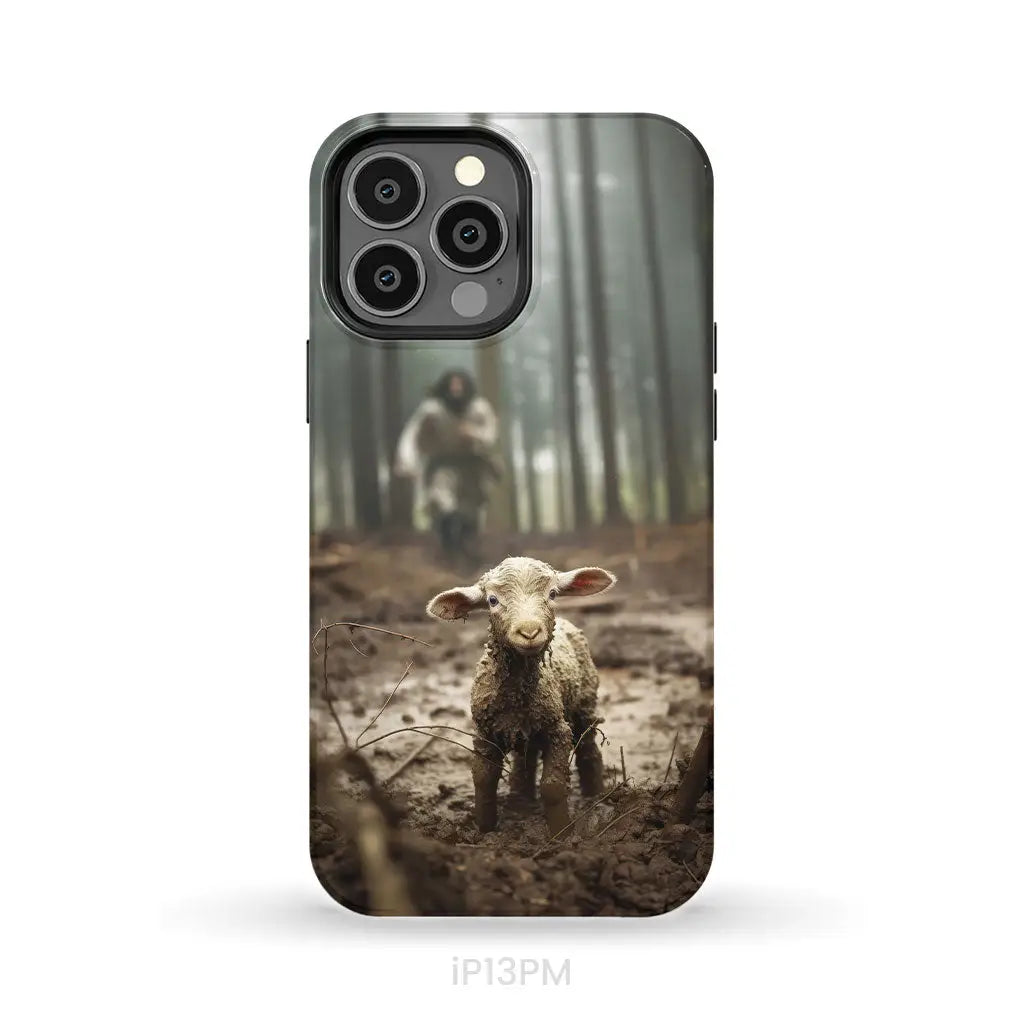 Jesus With The Sheep, Jesus Running After Lamb, Phone Case