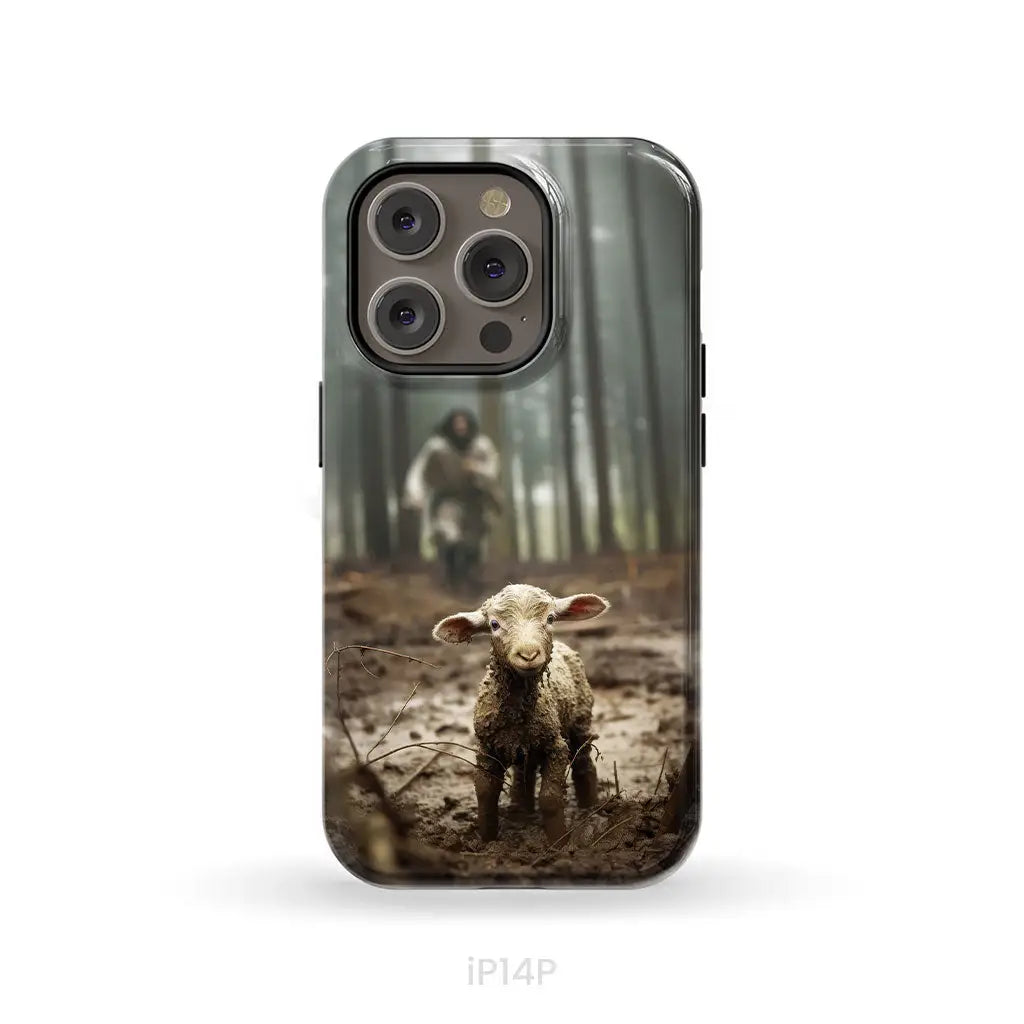 Jesus With The Sheep, Jesus Running After Lamb, Phone Case