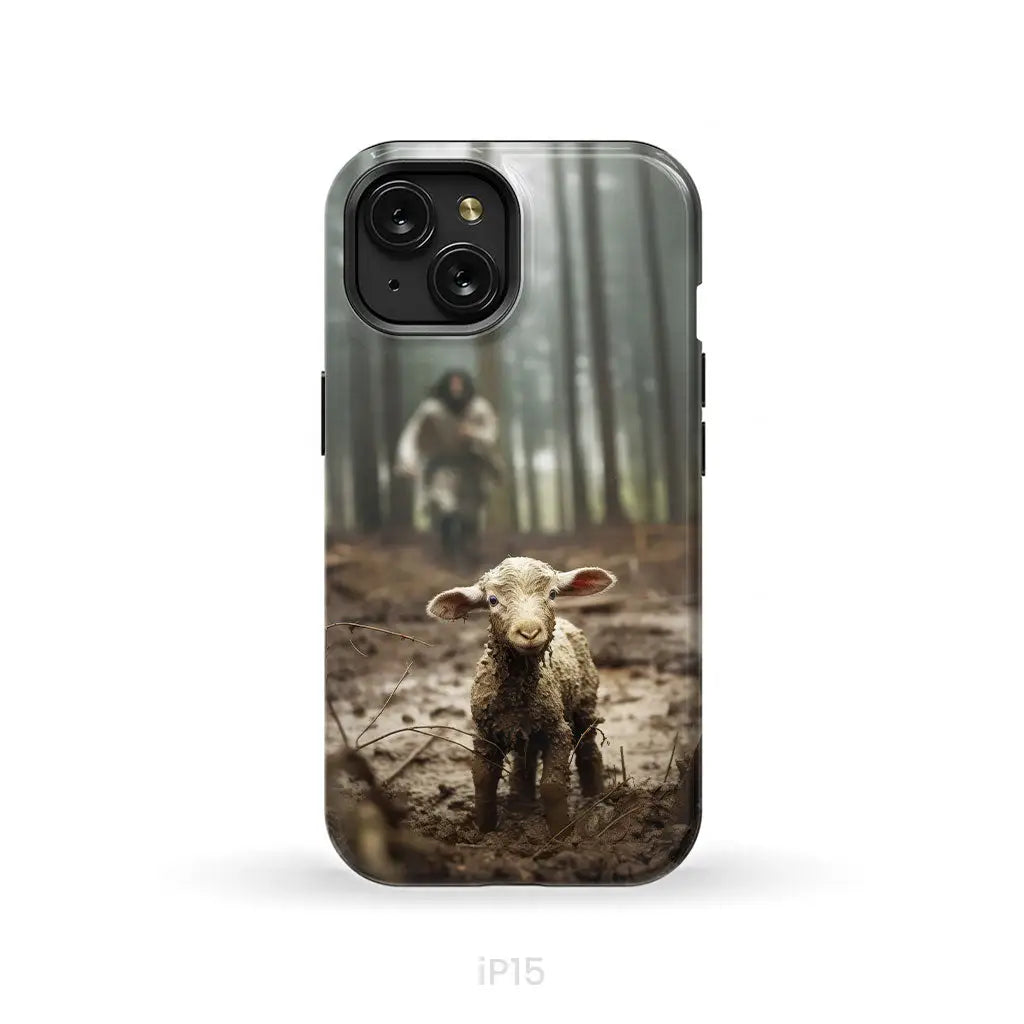Jesus With The Sheep, Jesus Running After Lamb, Phone Case