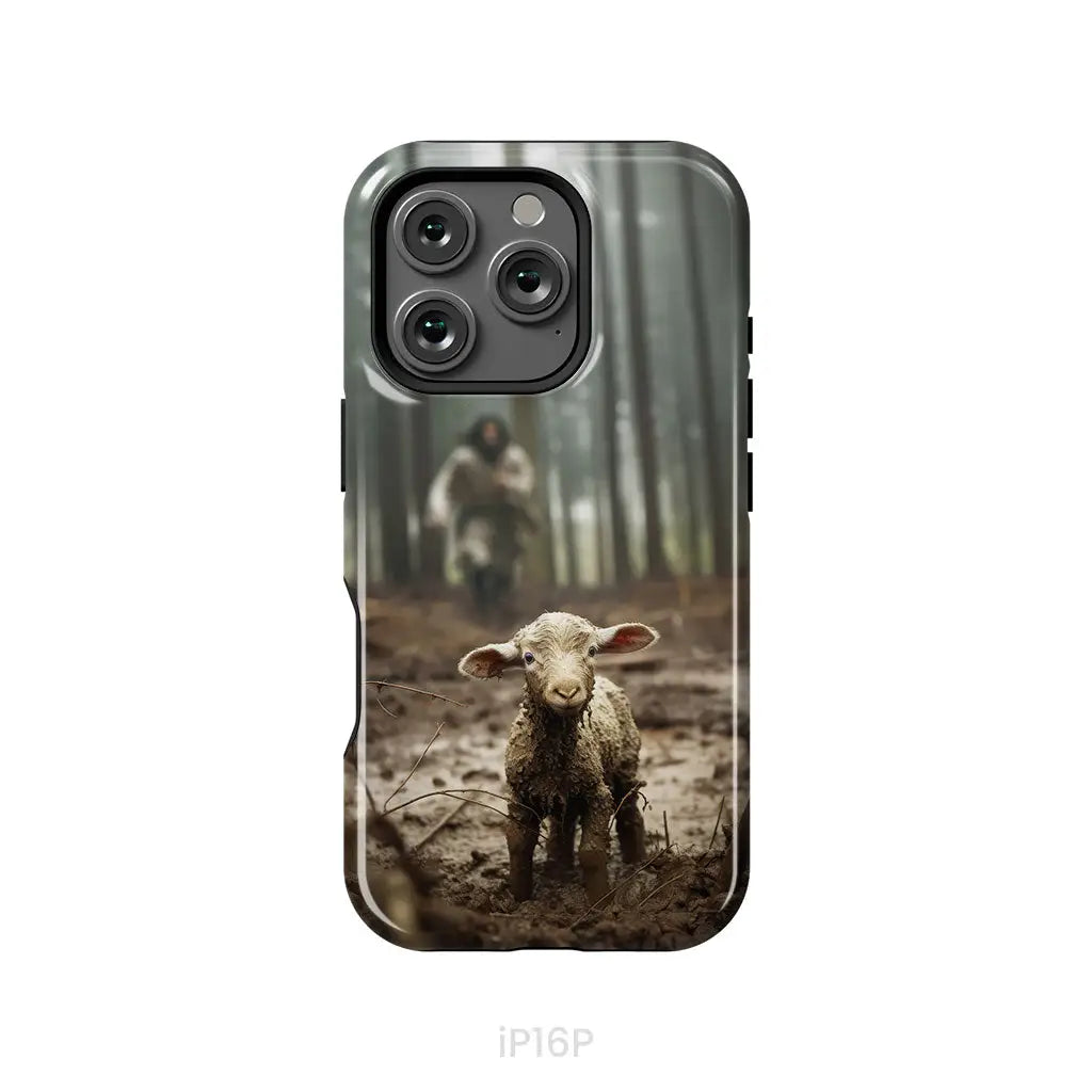 Jesus With The Sheep, Jesus Running After Lamb, Phone Case