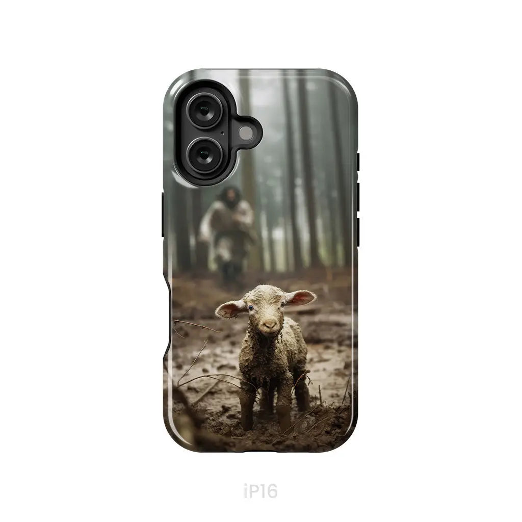 Jesus With The Sheep, Jesus Running After Lamb, Phone Case