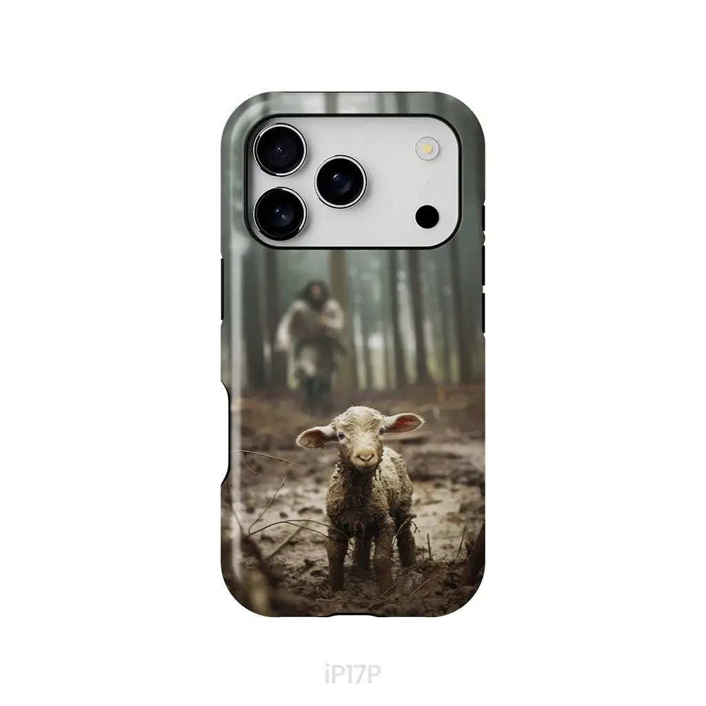 Jesus With The Sheep, Jesus Running After Lamb, Phone Case
