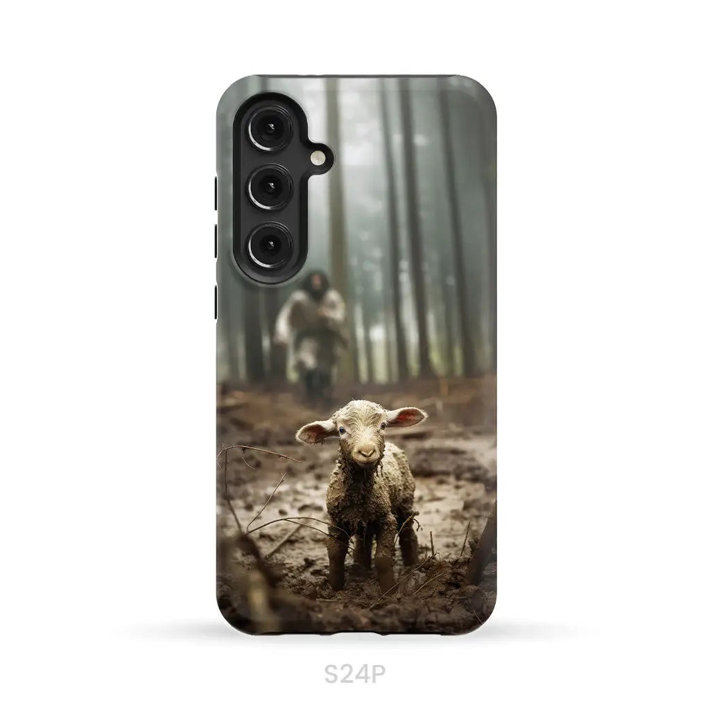 Jesus With The Sheep, Jesus Running After Lamb, Phone Case