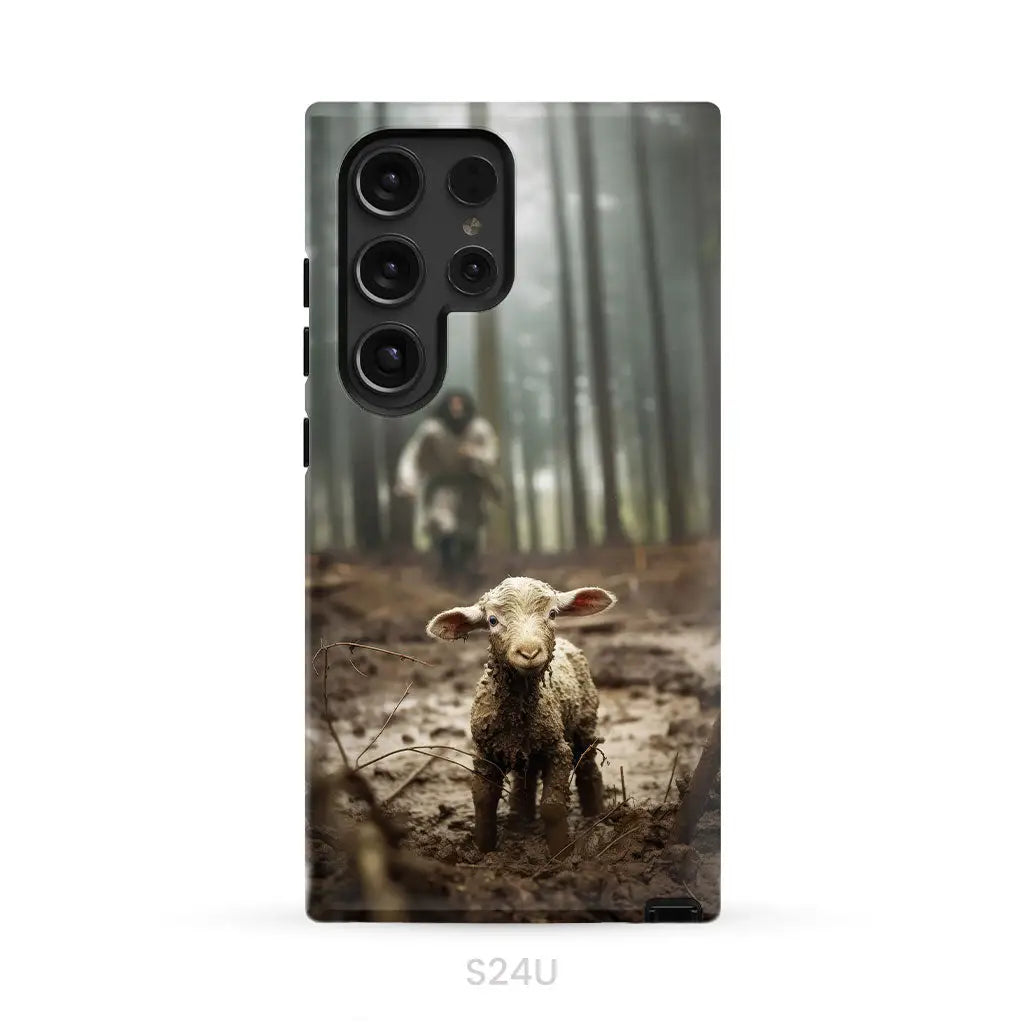 Jesus With The Sheep, Jesus Running After Lamb, Phone Case
