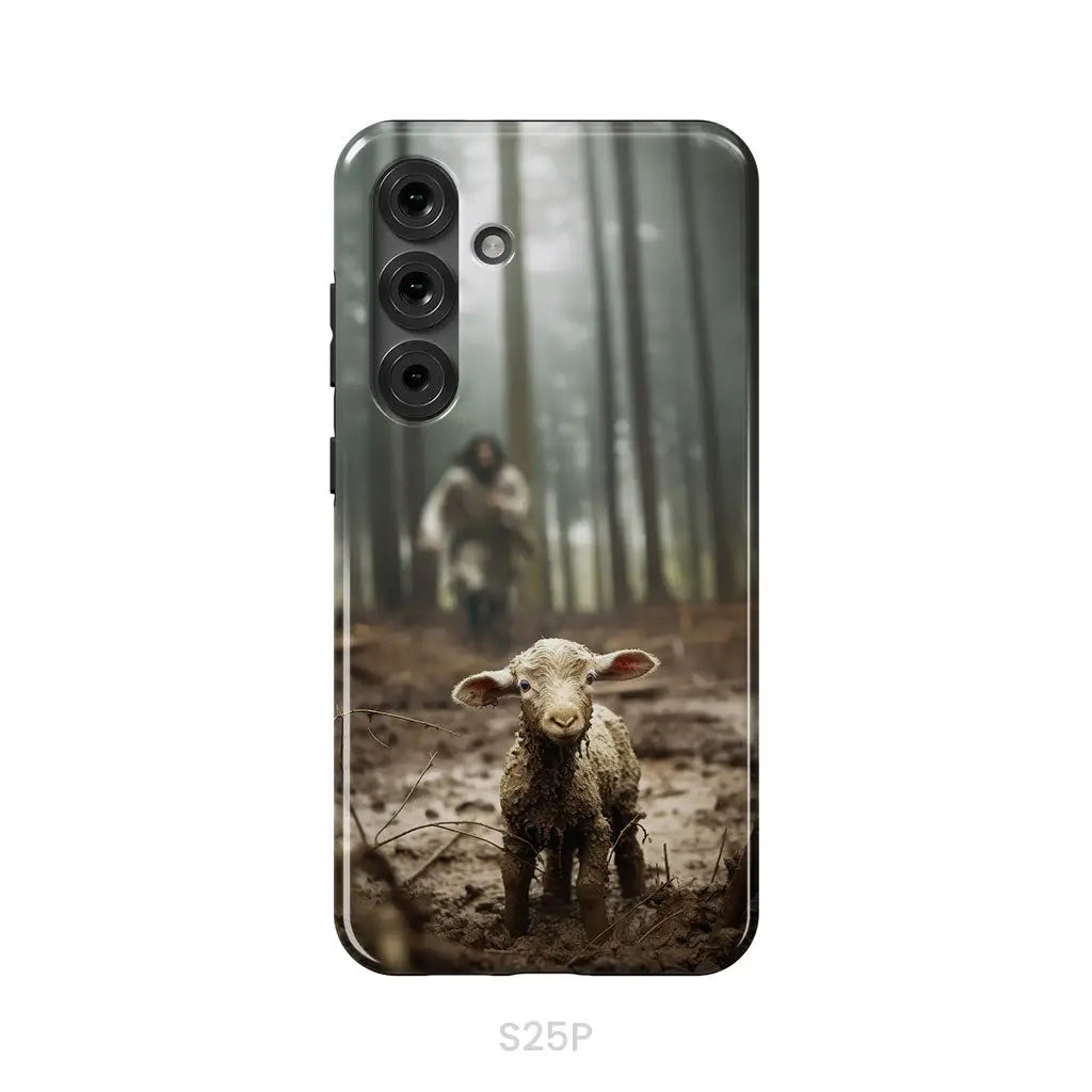 Jesus With The Sheep, Jesus Running After Lamb, Phone Case
