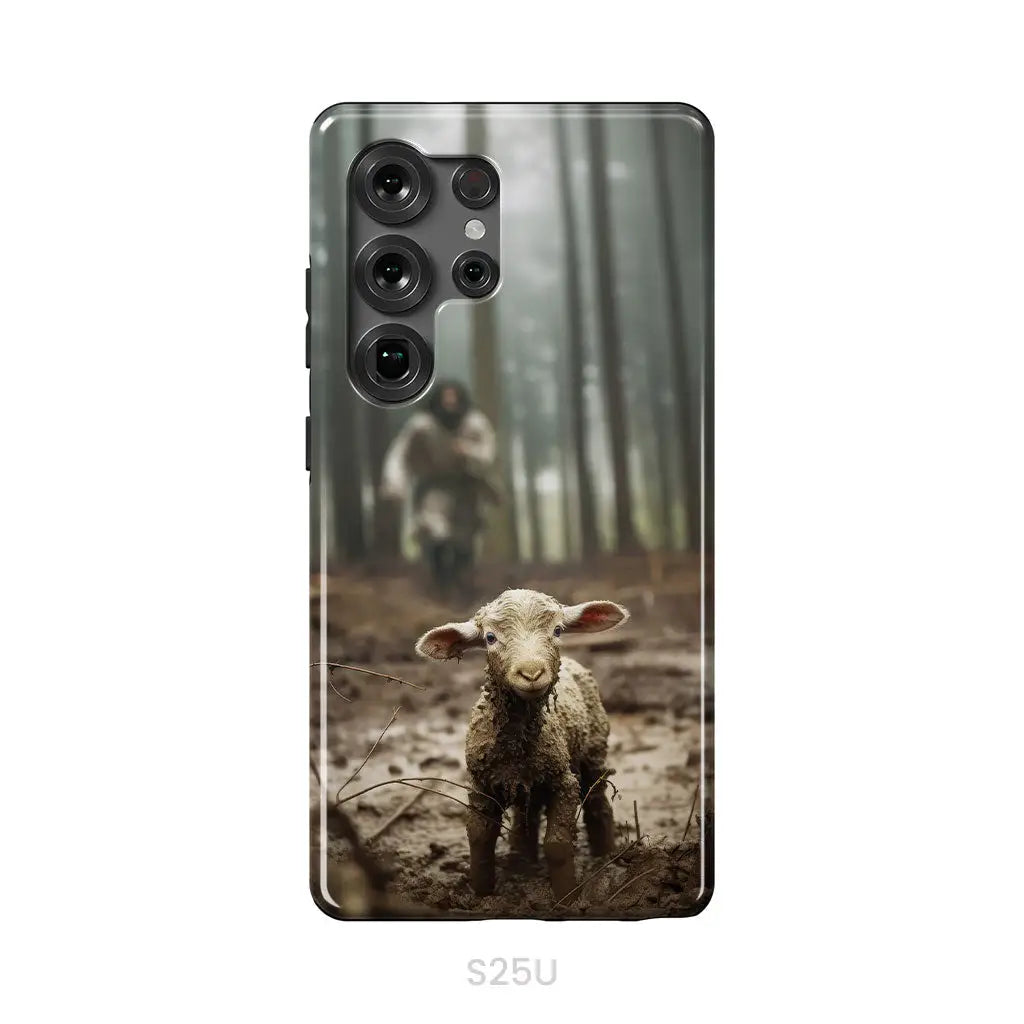Jesus With The Sheep, Jesus Running After Lamb, Phone Case