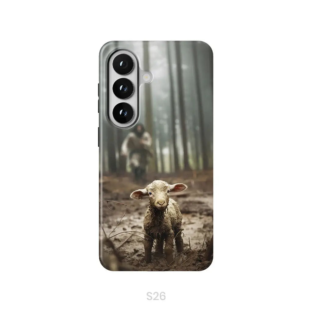 Jesus With The Sheep, Jesus Running After Lamb, Phone Case