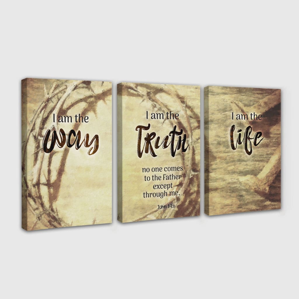 3 Panel Wall Art Canvas - John 14:6 I Am The Way And The Truth And The Life