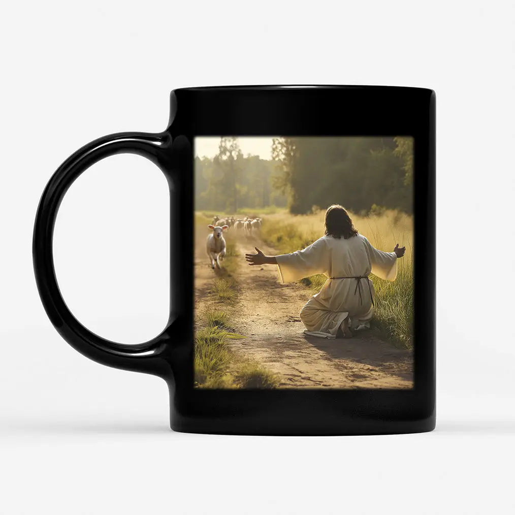 Lamb Runs to Jesus Coffee Mug
