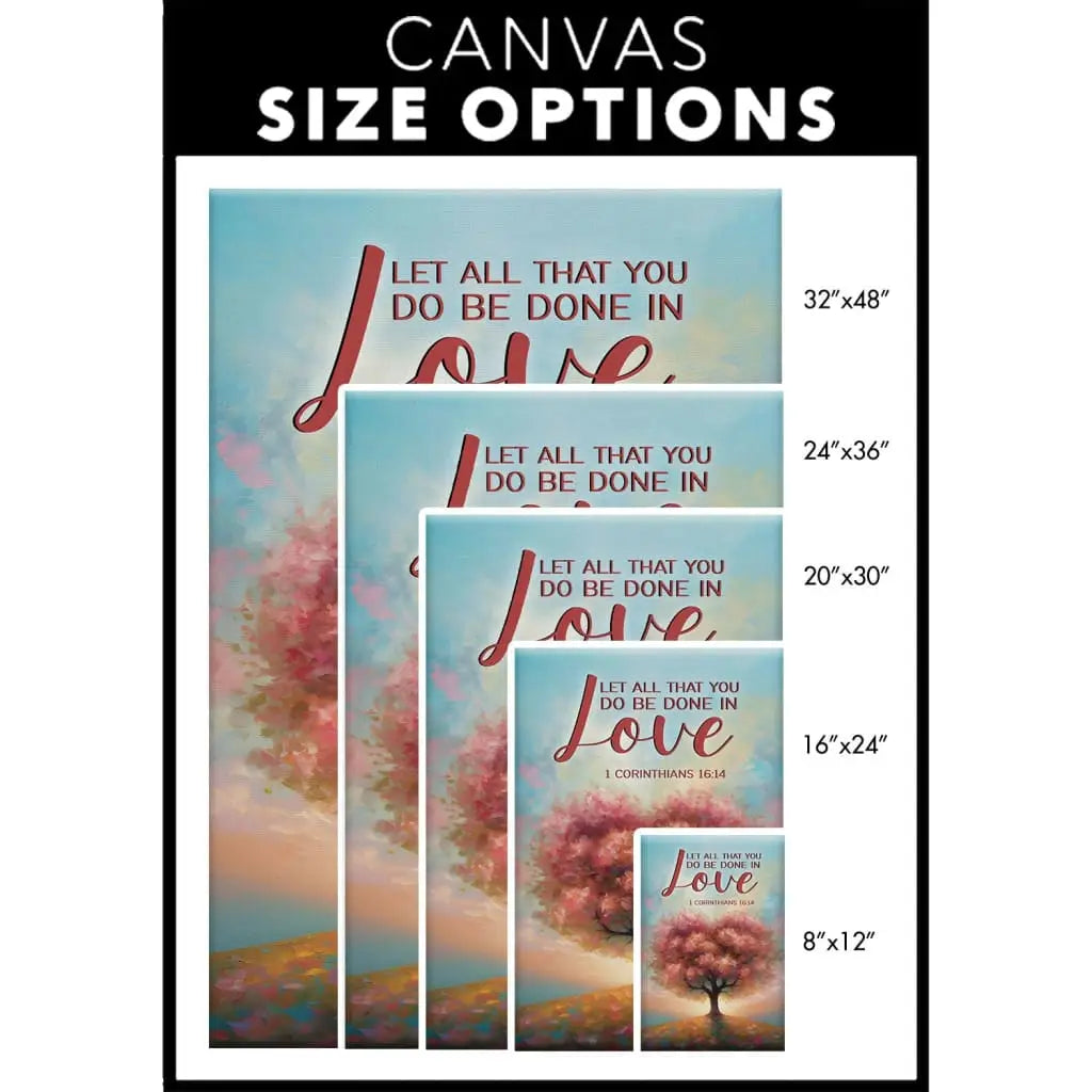 Let All That You Do Be Done in Love, Heart Shape Tree, Wall Art Canvas