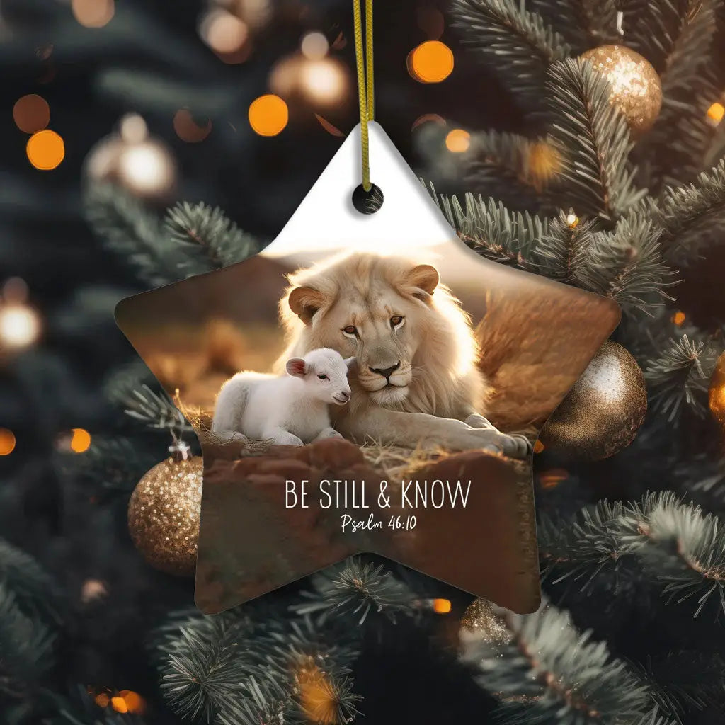 Lion and Lamb, Be Still and Know Psalm 46:10, Ornament