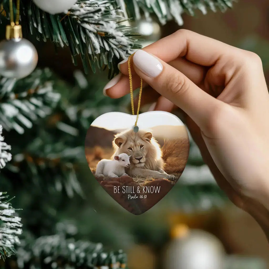 Lion and Lamb, Be Still and Know Psalm 46:10, Ornament