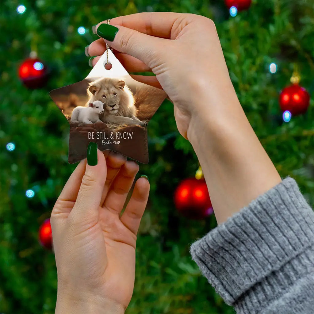 Lion and Lamb, Be Still and Know Psalm 46:10, Ornament