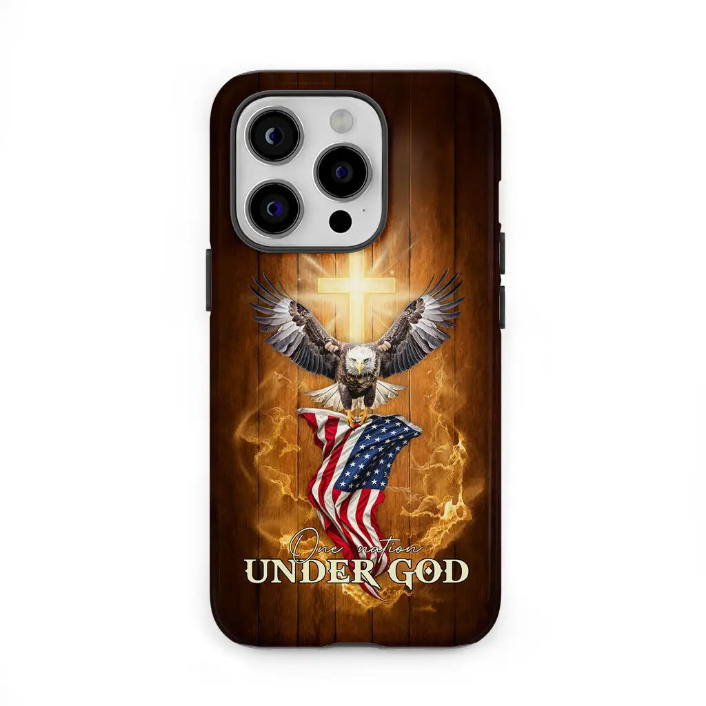 One Nation Under God, Bald Eagle With American Flag, Phone Case