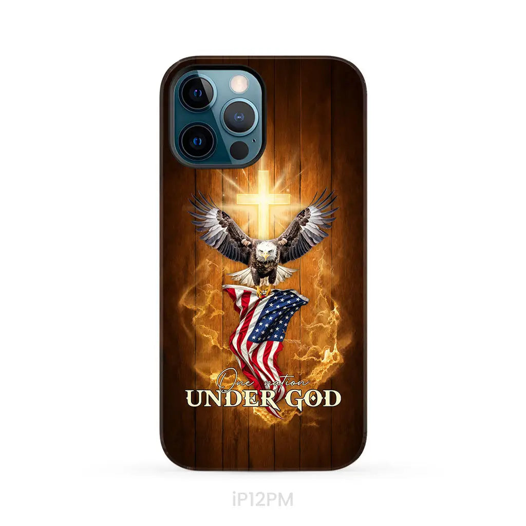 One Nation Under God, Bald Eagle With American Flag, Phone Case