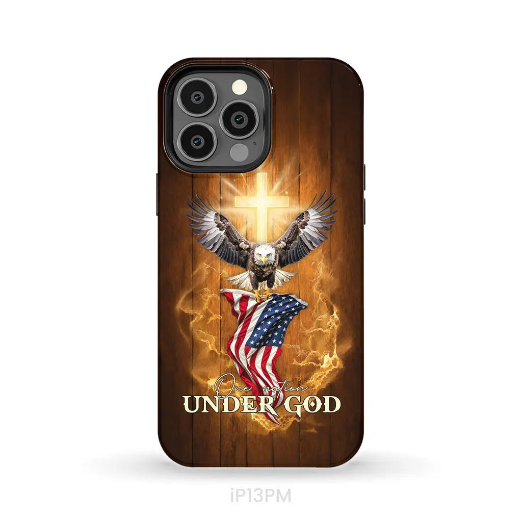 One Nation Under God, Bald Eagle With American Flag, Phone Case