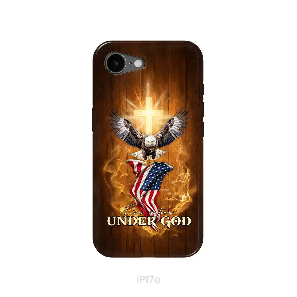 One Nation Under God, Bald Eagle With American Flag, Phone Case
