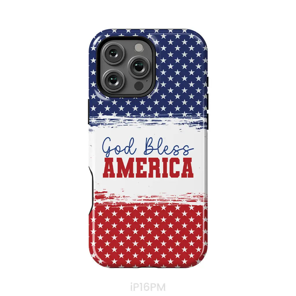 Patriotic Christian phone case: God bless America